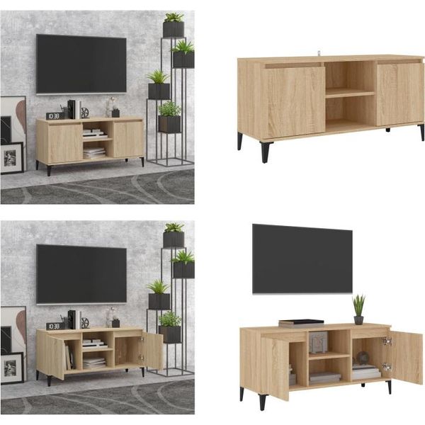 Vidaxl Mobile Tv Con Gambe In Metallo Rovere Sonoma 103,5X35X50 Cm - Mobile Tv - Mobili Tv - Credenza - Credenze-image