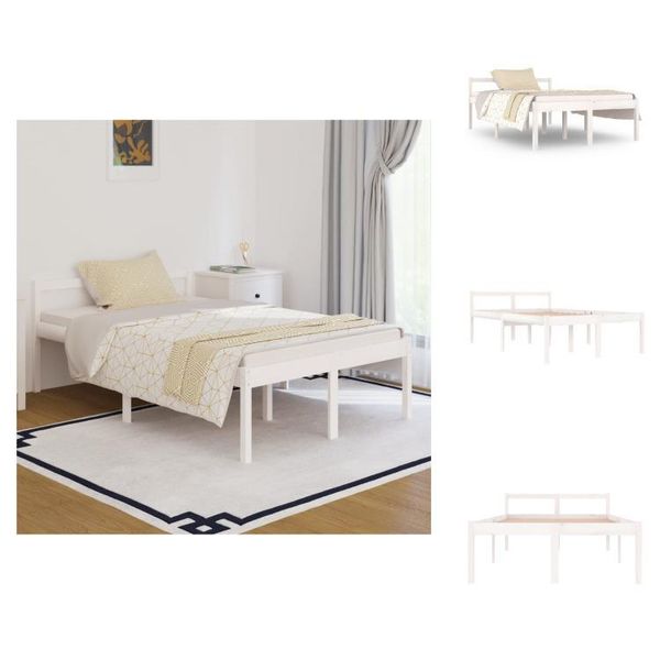 Vidaxl Letto Senior Bianco 120X190 Cm In Legno Di Pino Massiccio - Letti E Strutture Letto-image