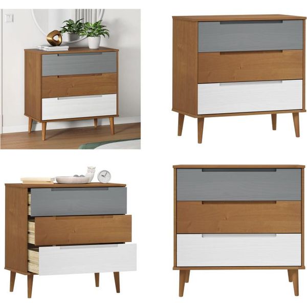Vidaxl Cassettiera Molde Brown 80X40X80 Cm In Pino Massiccio - Cassettiera - Cassettiere - Cassettiera - Cassettiera - Cassettone-image