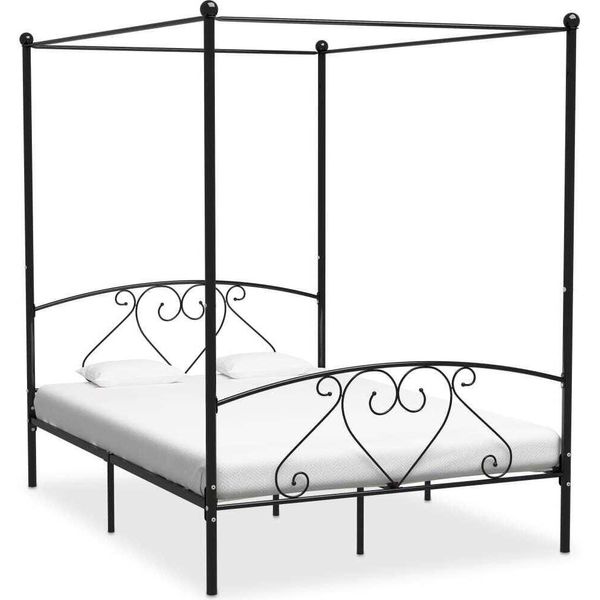 Vidaxl Struttura Letto A Baldacchino In Metallo Nero 140 X 200 Cm - Struttura Letto - Telai Letto - Struttura Letto - Letto Matrimoniale-image