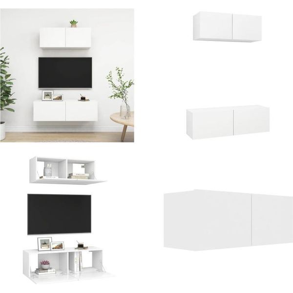Vidaxl Set Di Mobili Tv 2 Pezzi In Legno Bianco - Set Di Mobili Tv - Set Di Mobili Tv - Set Di Mobili Tv Sospesi - Set Di Mobili Tv Sospesi-image