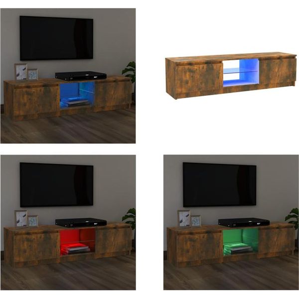 Vidaxl Mobile Tv Con Luci Led In Rovere Fumé 120X30X35,5 Cm - Mobile Tv - Mobili Tv - Mobili Tv - Porta Tv-image