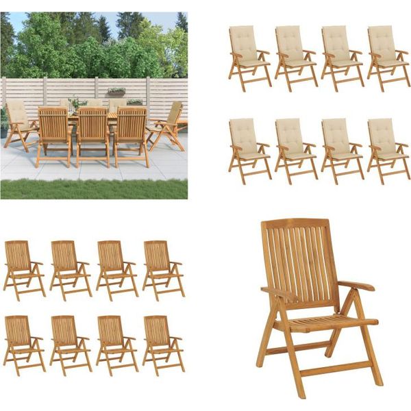 Vidaxl Sedie Da Giardino Con Cuscini 8 Pz. Teak Massiccio - Sedia Da Giardino - Sedie Da Giardino - Mobili Da Giardino - Sedia Da Esterno-image