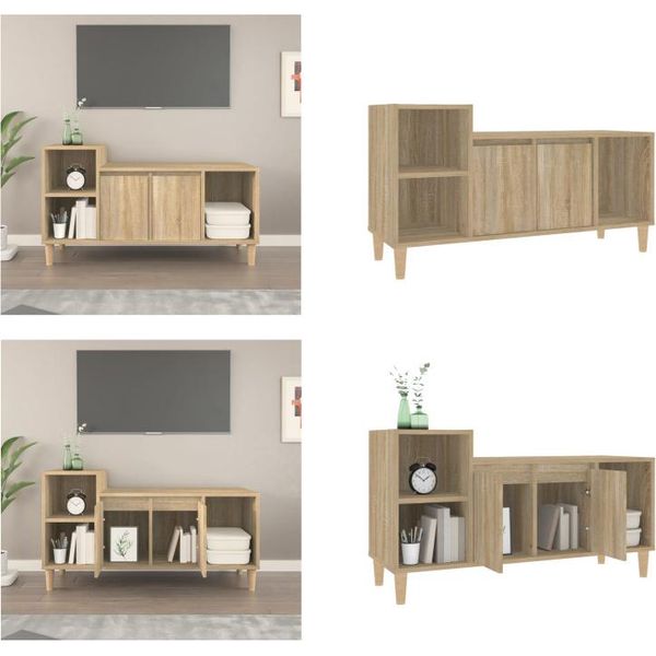 Mobile Tv Vidaxl Rovere Sonoma 100X35X55 Cm Materiale A Base Di Legno - Mobile Tv - Mobili Tv - Porta Tv-image