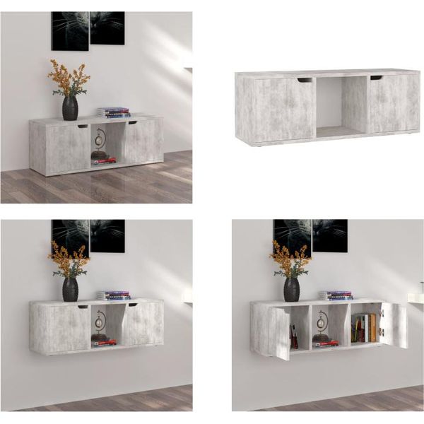 Mobile Tv Vidaxl Grigio Cemento 88,5X27,5X30,5 Cm Materiale Legno - Mobile Tv - Mobili Tv - Tavolo Tv - Tavoli Tv-image