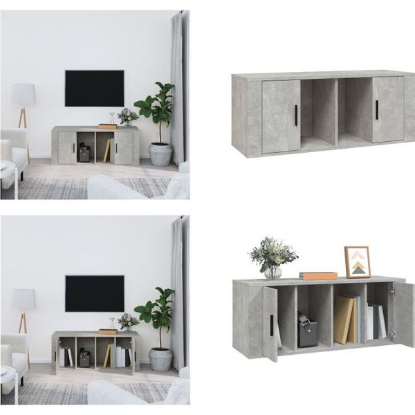 Vidaxl Mobile Tv Grigio Cemento 100X35X40 Cm Materiale A Base Di Legno - Mobile Tv - Mobili Tv - Mobili Tv - Porta Tv-image