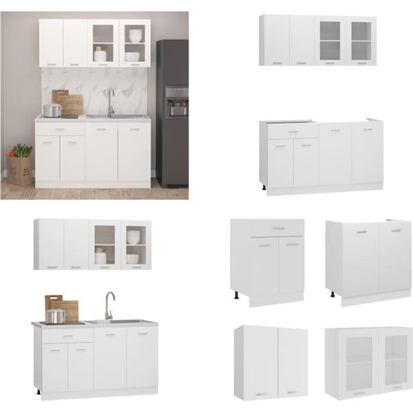 Vidaxl 4 Pezzi Cucina In Legno Bianco - Set Di Armadietti Da Cucina - Set Di Armadietti Da Cucina - Armadietto Da Cucina - Armadietti Da Cucina-image