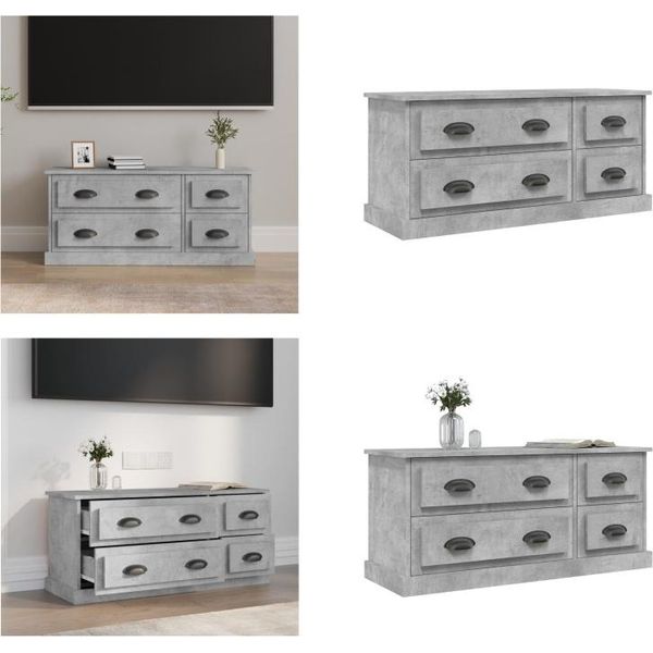 Vidaxl Mobile Tv Grigio Cemento 100X35,5X45 Cm Materiale A Base Di Legno - Mobile Tv - Mobile Tv - Mobili Tv - Porta Tv-image