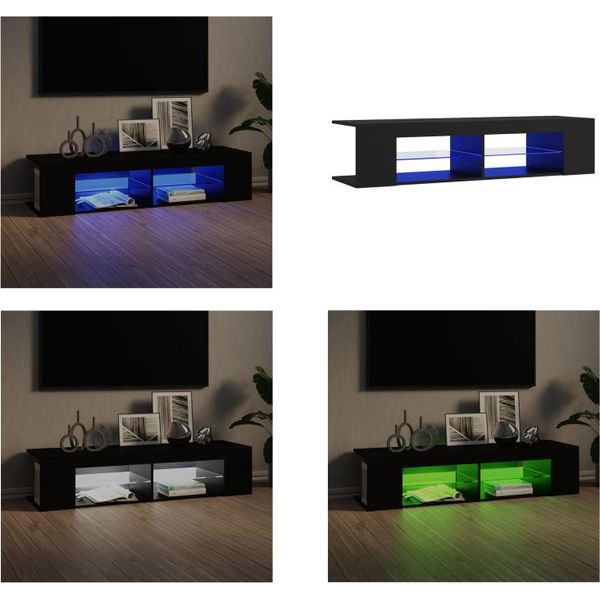 Vidaxl Mobile Tv Con Luci Led Nero 135X39X30 Cm - Mobile Tv - Mobile Tv - Mobile Tv Con Led - Mobili Tv-image