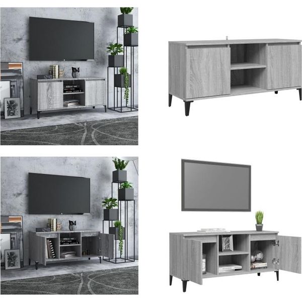 Vidaxl Mobile Tv Con Gambe In Metallo Grigio Sonoma 103,5X35X50 Cm - Mobile Tv - Mobile Tv - Mobile Stereo - Porta Tv-image