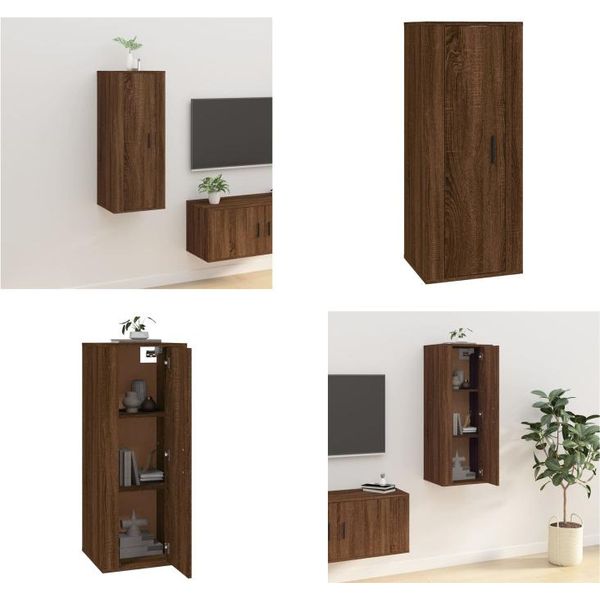Vidaxl Mobile Tv A Parete In Rovere Marrone 40X34,5X100 Cm - Mobile Tv A Parete - Mobile Tv - Consolle Tv-image