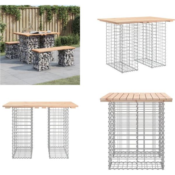 Vidaxl Panca Da Giardino Gabion 100X70X72 Cm In Legno Di Pino Massiccio - Panca Da Giardino - Panche Da Giardino - Panca Da Esterno - Panca Da Esterno-image