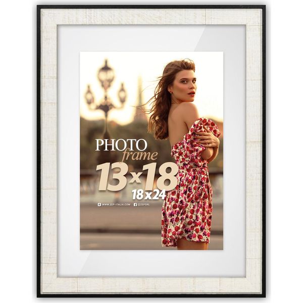 Cornice Per Foto Zep Mdf Roma Bianca 20X30 Cm Con Passepartout 15X20 Cm-image