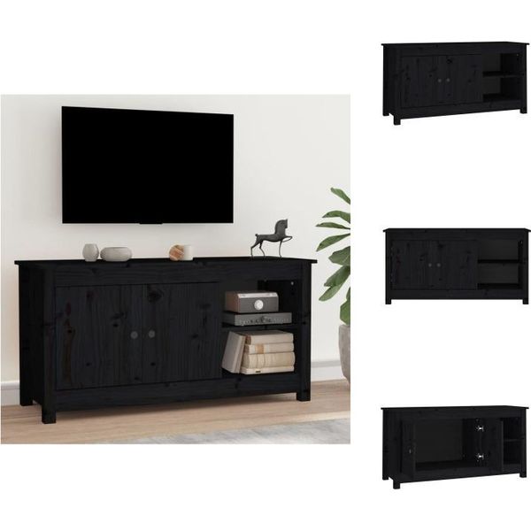 Mobile Tv Vidaxl Nero 103X36,5X52 Cm In Legno Di Pino Massiccio - Mobili Tv-image