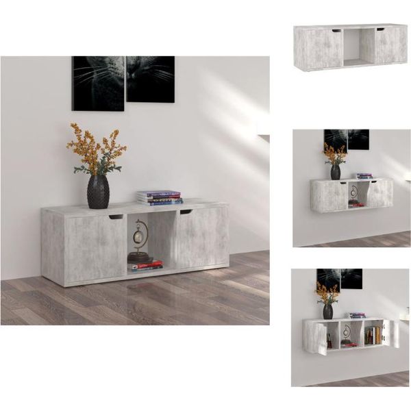 Mobile Tv Vidaxl Grigio Cemento 88,5X27,5X30,5 Cm Materiale A Base Di Legno - Mobili Tv-image