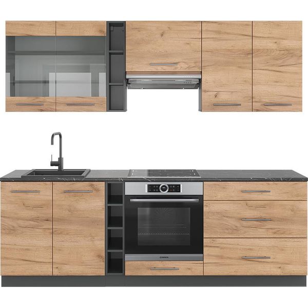 Vicco Cucina Componibile Fame-Line, 235 Cm , Pt Antracite, Quercia Dorata/Antracite-image