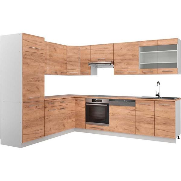 Vicco Cucina Angolare Completa Fame-Line, 227 X 287 Cm , Pt Rovere, Quercia Dorata/Bianco-image
