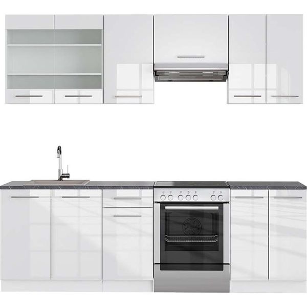 Vicco Cucina Componibile Fame-Line, 240 Cm , Pt Antracite, Bianco Lucido/Bianco-image