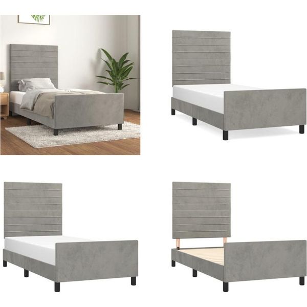 Vidaxl Giroletto Con Testiera Grigio Chiaro 100X200 Cm In Velluto - Giroletto Con Testiera - Giroletti Con Testiera - Giroletto - Letto Con Testiera-image