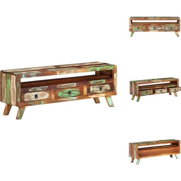 Vidaxl Mobile Tv Multicolore 110X30X40 Cm Legno Vecchio Massiccio - Mobili Tv-image