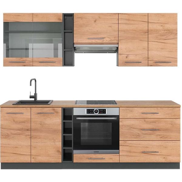 Vicco Cucina Componibile Fame-Line, 235 Cm , Pt Rovere, Quercia Dorata/Antracite-image