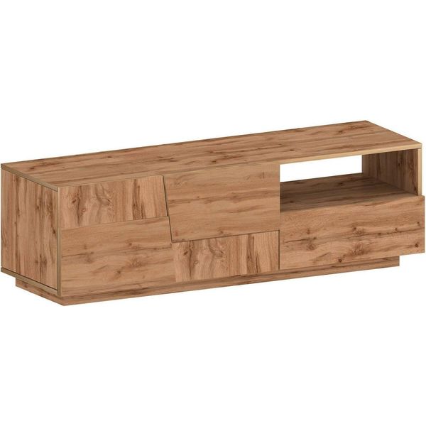 Dmora Mobile Porta Tv Cecia 44X150X46H Cm Marrone Rovere, Apertura Battente 2 Vani Italy-image