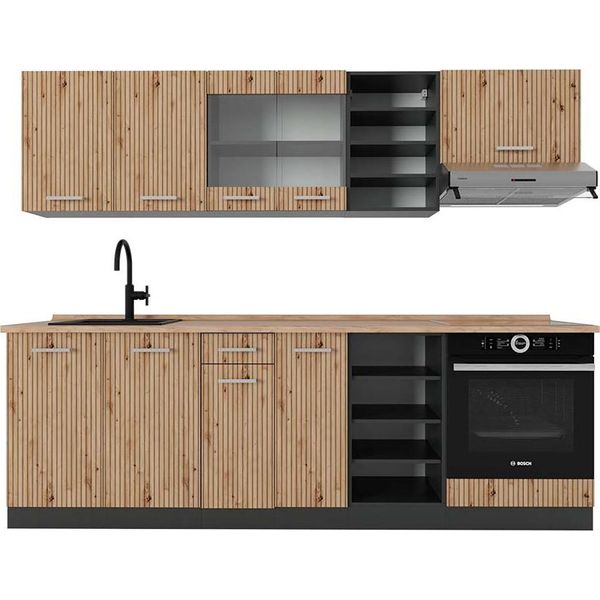 Vicco Cucina Componibile R-Line, 240 Cm , Pt Rovere, Rovere Artigianale/Antracite-image