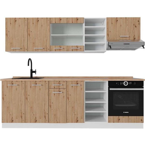 Vicco Cucina Componibile R-Line, 240 Cm , Pt Rovere, Rovere Artigianale/Bianco-image