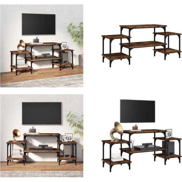 Vidaxl Mobile Tv In Rovere Fumé 117X35X52 Cm Materiale A Base Di Legno - Mobile Tv - Mobile Tv - Mobili Tv - Porta Tv-image