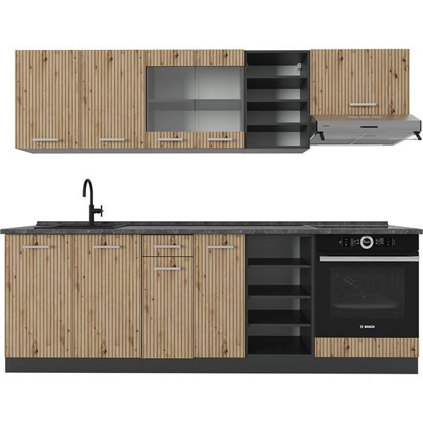 Vicco Cucina Componibile R-Line, 240 Cm , Pt Antracite, Rovere Artigianale/Antracite-image