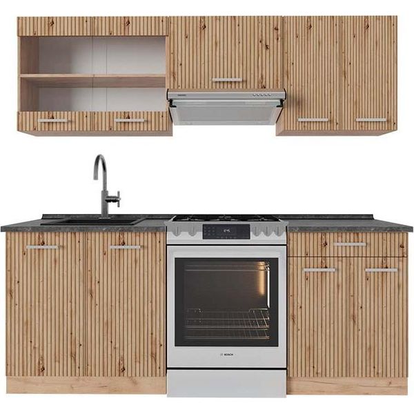 Vicco Cucina Componibile R-Line, 200 Cm , Pt Antracite, Rovere Artigianale/Rovere Goldkraft-image