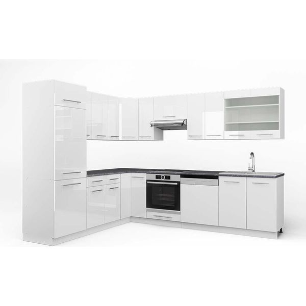 Vicco Cucina Angolare Completa Fame-Line, 227 X 287 Cm , Pt Antracite, Bianco Lucido/Bianco-image