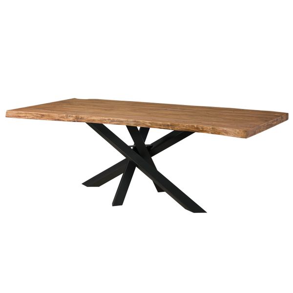MASSIVMOEBEL24 | Tavolo Da Pranzo In Legno Di Sheesham - Decapato Naturale / Gambe Mikado Antracite Matt 180X90X79-image