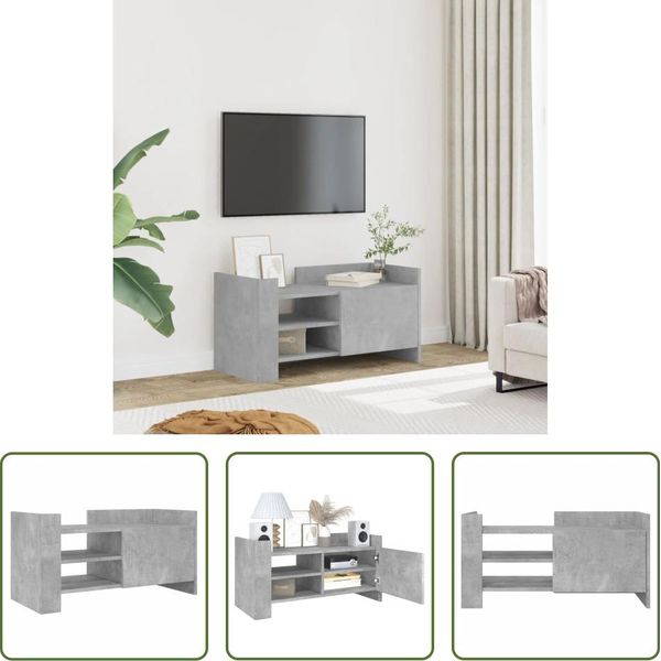 The Living Store Mobile Tv Grigio Cemento 80X35X40 Cm Materiale In Legno-image