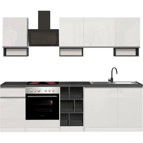 Dmora Cucina Completa Attimis Bianco Lucido, Un Cassetto 7 Ante Italy-image