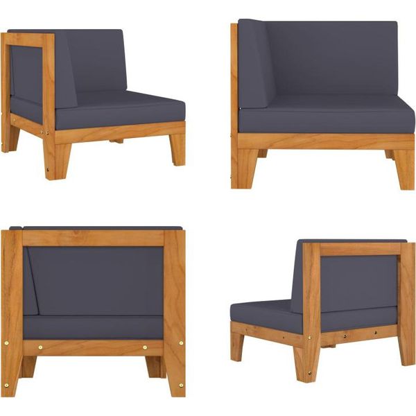 Vidaxl Divano Angolare Modulare Con Cuscini Grigio Scuro In Legno Massiccio Di Acacia - Divano Angolare - Divani Angolari - Divano - Divani-image