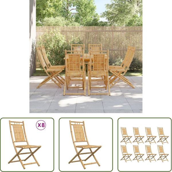 The Living Store Sedie Da Giardino 8 Pz. Pieghevoli 46X66X99 Cm Bambù-image