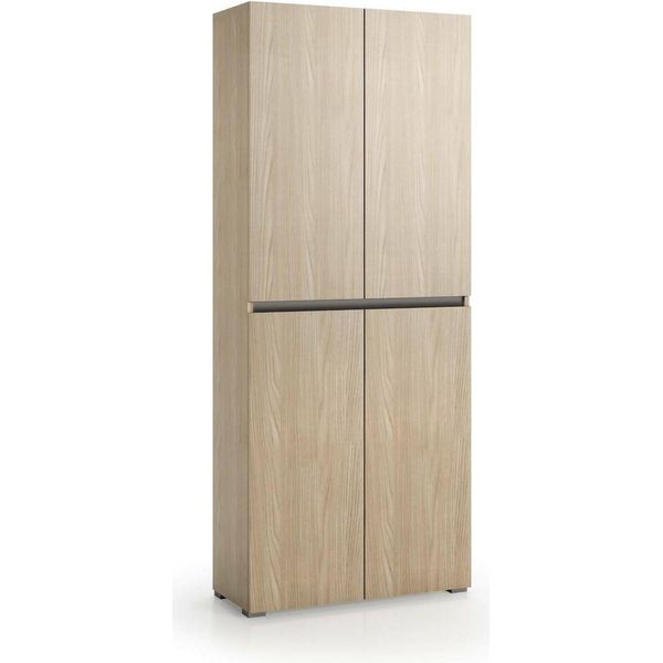 Dmora Armadio Multiuso Grande Arro 37X195H Cm Marrone Olmo, 4 Ante 8 Vani Italy-image