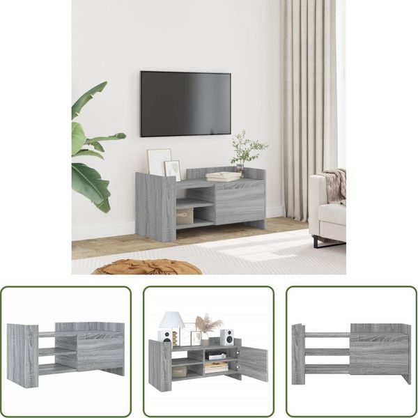 The Living Store Mobile Tv Grigio Sonoma 80X35X40 Cm Materiale Legno-image