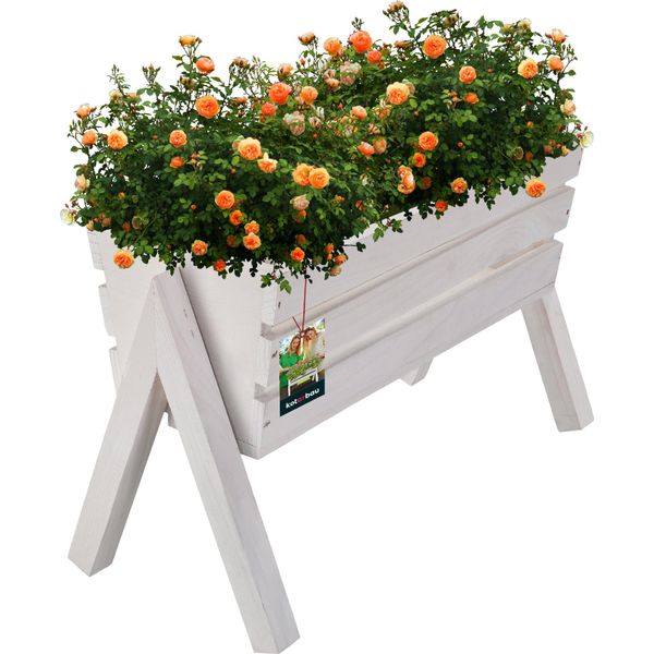 Kotarbau® Fioriera Su Gambe 40,5 X 18 X 28,5 Cm Bianco Letto Rialzato Per Erbe Da Balcone Fioriera In Legno Letto Rialzato Per Terrazza E Balcone Letto Per Ortaggi Letti Rialzati-image