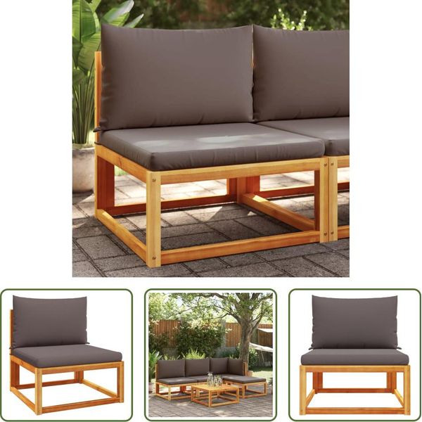 The Living Store Poltrona Da Giardino Senza Braccioli Con Cuscino In Legno Massiccio Di Acacia-image