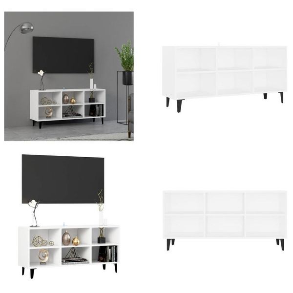 Vidaxl Mobile Tv Con Gambe In Metallo Bianco 103,5X30X50 Cm - Mobile Tv - Mobili Tv - Credenza - Credenze-image