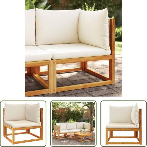The Living Store Divano Angolare Da Giardino Con Cuscini In Legno Massiccio Di Acacia-image