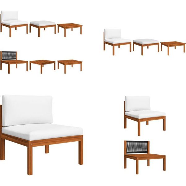 Vidaxl Set Salotto Da Giardino 3 Pezzi Con Cuscini In Legno Massiccio Di Acacia - Set Salotto Da Giardino - Set Salotto Da Giardino - Divano Da Giardino - Divani Da Giardino-image