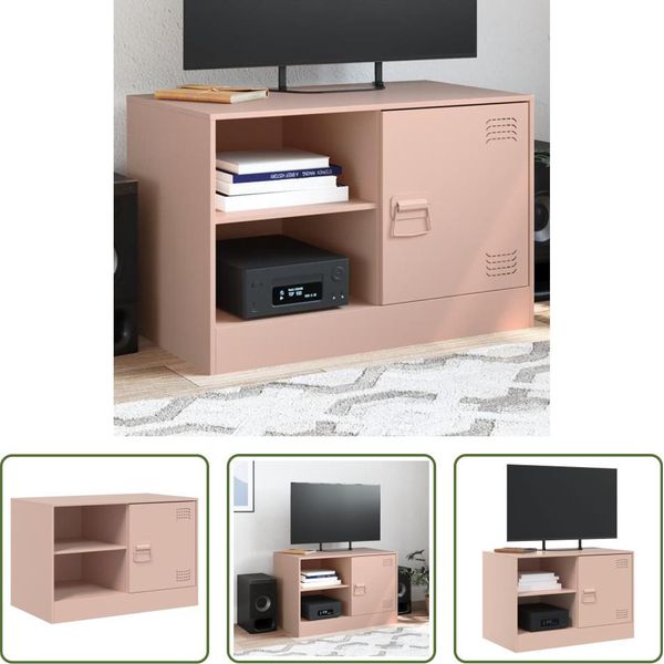 The Living Store Mobile Tv Rosa 67X39X44 Cm In Acciaio-image