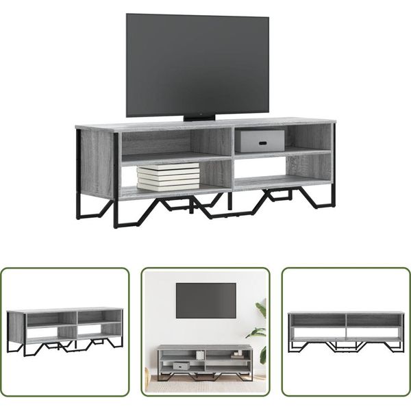 The Living Store Mobile Tv Grigio Sonoma 122X34X41 Cm Materiale Legno-image