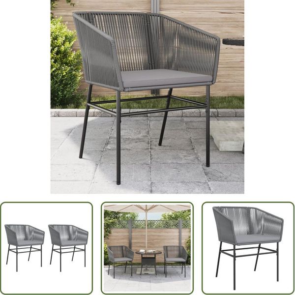 The Living Store Sedie Da Giardino 2 Pezzi Con Cuscino In Poly Rattan Grigio-image