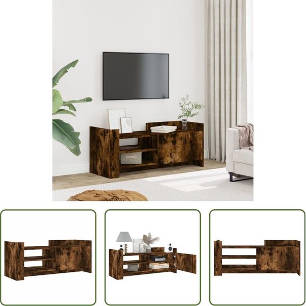 The Living Store Mobile Tv In Rovere Fumé 100X35X40 Cm Materiale In Legno-image