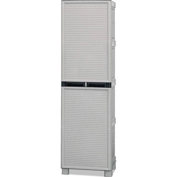 Dmora Armadio Da Esterno Allain 39X50X172H Cm Grigio Chiaro, 2 Ante Resistente Ai Raggi Uv, Impermeabile Italy-image