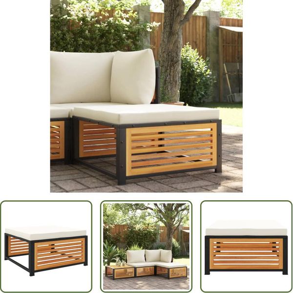 The Living Store Sgabello Da Giardino Con Cuscino 68X68X30 Cm In Legno Massiccio Di Acacia-image